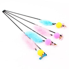 Load image into Gallery viewer, Pet Cat Teaser Furry Ball Feather Toys Cat Wand Cat Catcher Teaser Sticks Cat interactive training toys Wholesale noDC26